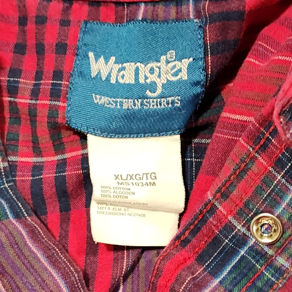Vintage Wrangler Western Men's Pearl Snap long Sleeve Shirt, Size XL - Picture 6 of 7